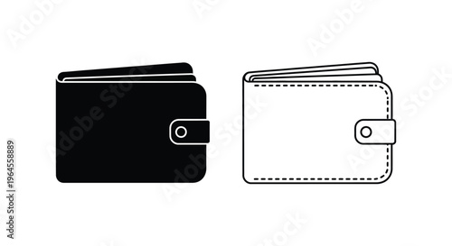 Black and white wallet illustration Vector
