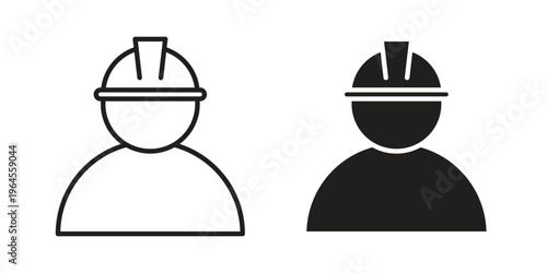 User helmet safety icons for web and mobile UI design. Glyph vector with editable stroke