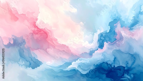 Abstract pastel watercolor painting featuring pink and blue hues for backgrounds