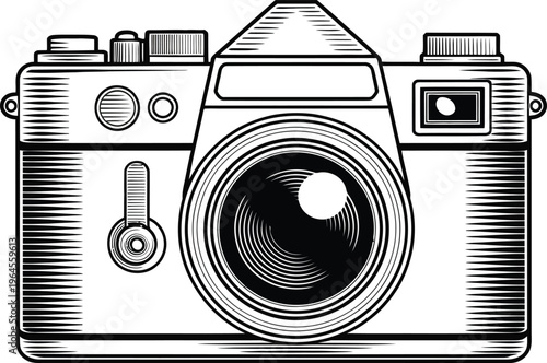 Black and white of camera lens components and accessories