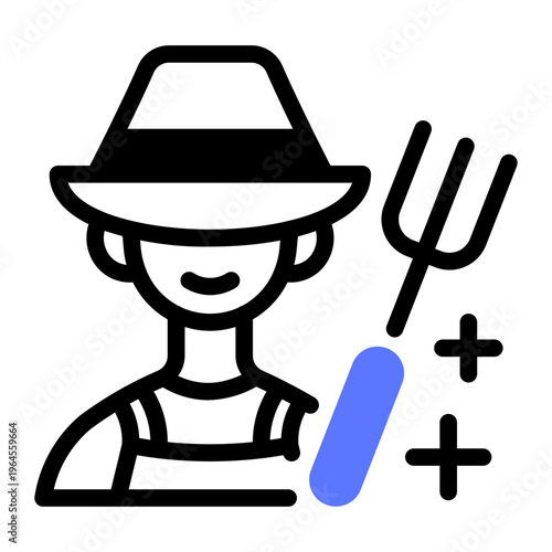 This Farmer icon is suitable for Farm and Ranch, etc.