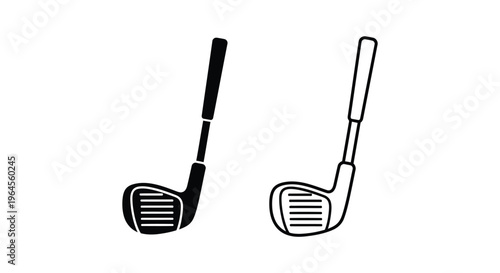 Golf clubs illustration black and white Vector