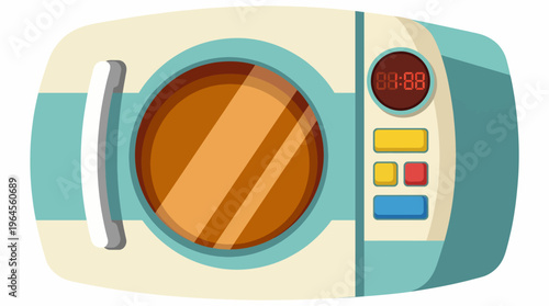 A sleek and colorful microwave oven sits prominently in a modern kitchen, symbolizing convenience and innovation in contemporary culinary lifestyles and home design.