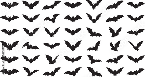 set of silhouettes of birds