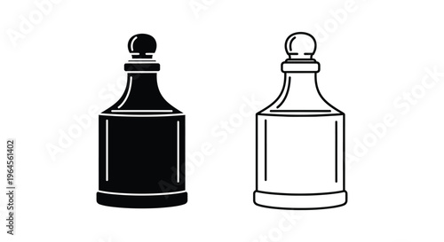 Ink bottles black white line art illustration Vector