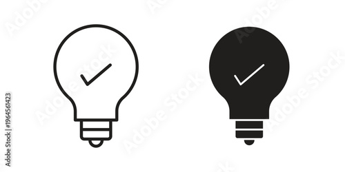 Idea icons line and solid version, outline and filled vector design set