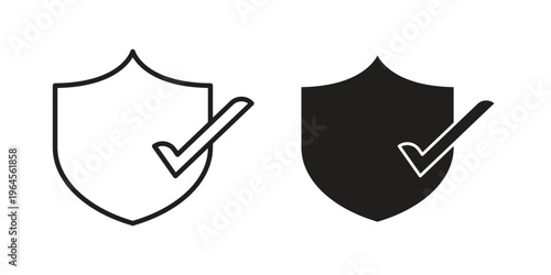 Insured icons line and solid version, outline and filled vector design set
