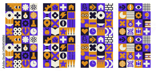 Story geometry mosaic shape with pattern school ig for bg template children.