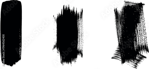 Three black brush strokes on a white background