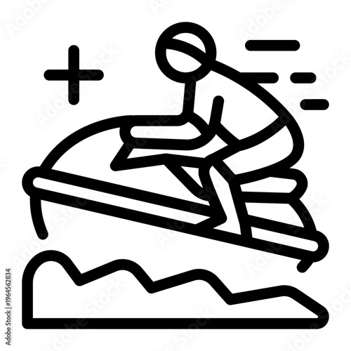 This Jet Ski icon is suitable for use in Extreme Sport.