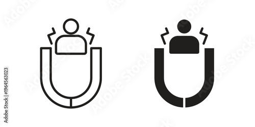 Lead generation icons line and solid version, outline and filled vector design set