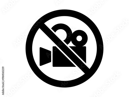 録画禁止のシンプルなアイコン シンボルマーク ベクターイラスト