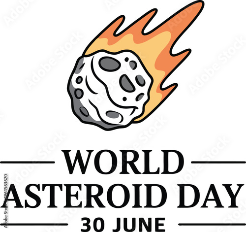 Gray asteroid with orange tail for asteroid day gray rock