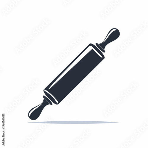 Black Rolling Pin Illustration on White.