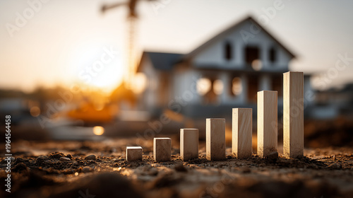 Construction growth insights residential site infographic urban environment close-up view economic development