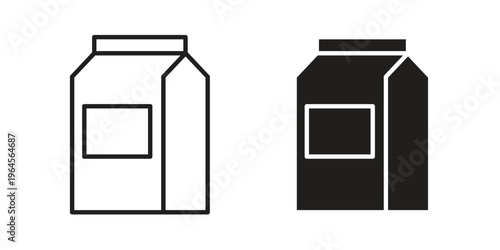 Milk carton icons line and solid version, outline and filled vector design set
