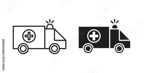 Ambulance icons symbol. Simple, flat design for web or mobile app