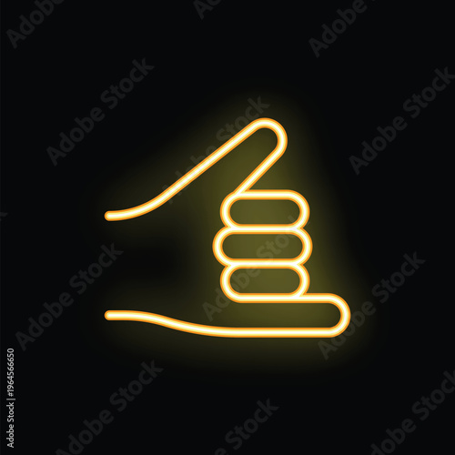 Neon yellow hand gesture showing call me sign on black background