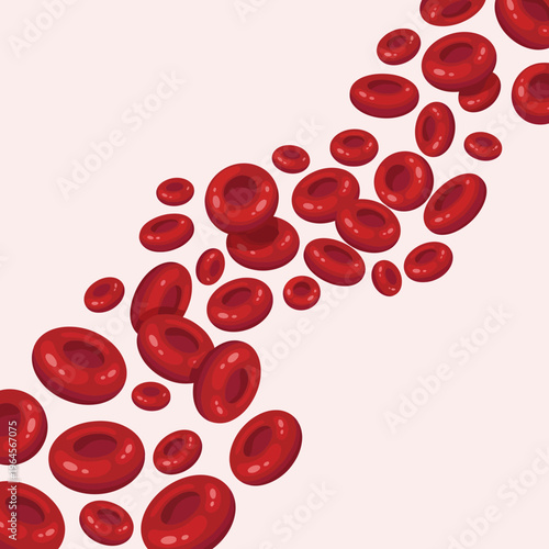 An abstract illustration depicting a stream of red blood cells flowing seamlessly, symbolizing life, vitality, and the essential nature of blood in a human body.