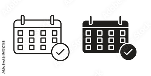 Calendar check icons symbol. Simple, flat design for web or mobile app