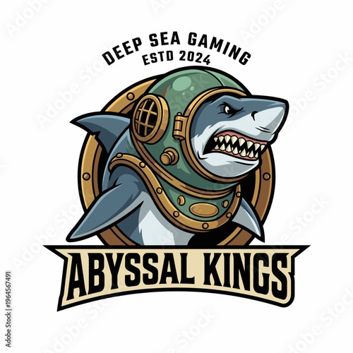 An eye-catching logo for gaming featuring a fierce shark wearing a space helmet, symbolizing strength and adventure in the world of online gaming and esports.