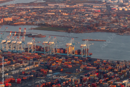 Fotografie Port of Newark, Newark, New Jersey, USA - November 19, 2023 - Aerial view of Por