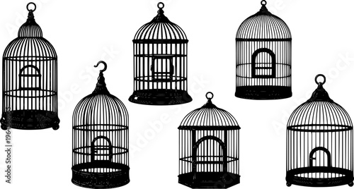 Collection of Six Vintage Style Birdcages in Varied Shapes and Designs
