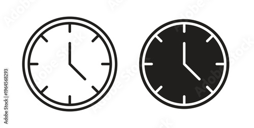 Clock icons symbol. Simple, flat design for web or mobile app