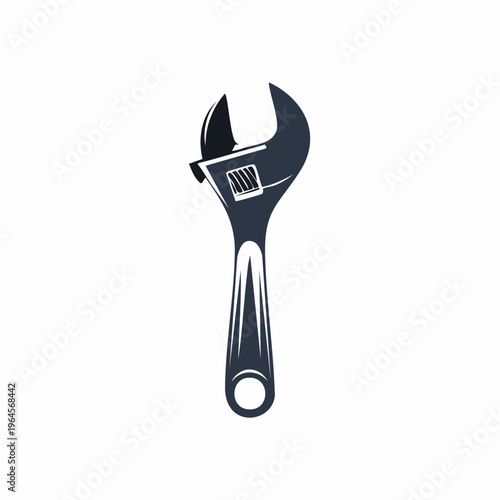 Adjustable Wrench Tool on White Background.