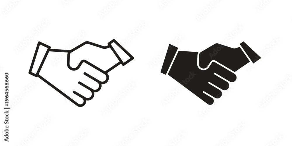 Obraz premium Partnership icons line and solid version, outline and filled vector design set