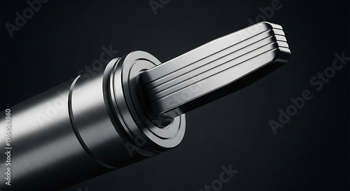 Industrial hydraulic piston cylinder component featuring precision metallic engineering and smooth brushed steel texture