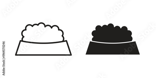 Pet food icons line and solid version, outline and filled vector design set