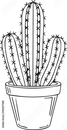 Simple illustration of a green cactus plant in a pot with a natural and decorative style isolated on a clean background
