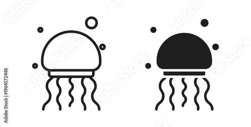 Jellyfish icons symbol. Simple, flat design for web or mobile app