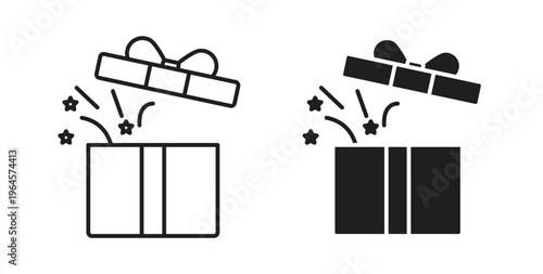 Open gift box icons symbol. Simple, flat design for web or mobile app