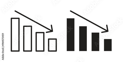 Reduction chart icons symbol. Simple, flat design for web or mobile app