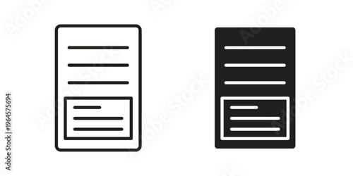 Report card icons line and solid version, outline and filled vector design set