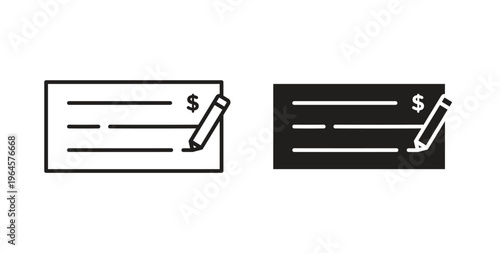 Signing cheque icons symbol. Simple, flat design for web or mobile app