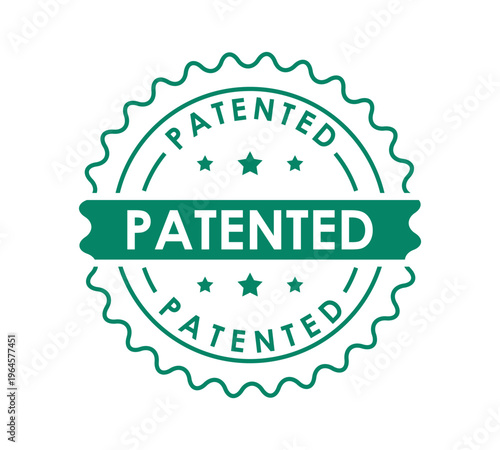 Patented Green Outline Badge – Official Certification Seal Stamp Label Icon