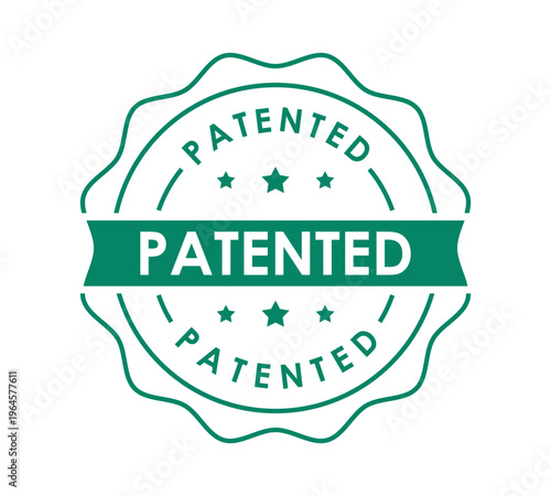 Patented Seal Badge Logo with Ribbon | Official Green Patent Stamp Icon