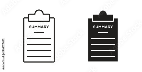 Summary icons symbol. Simple, flat design for web or mobile app