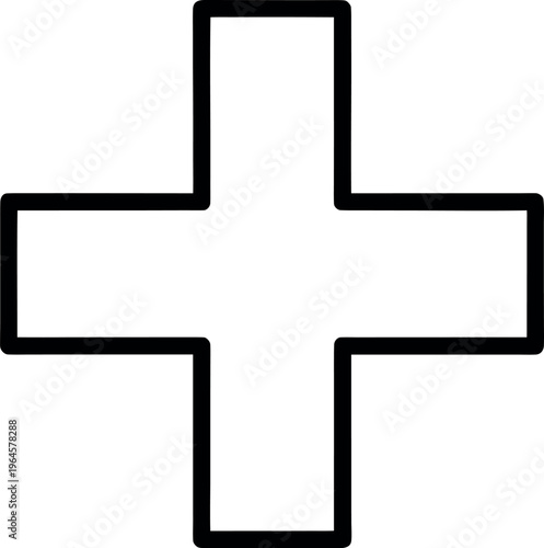 Simple Black Plus Sign Outline Icon