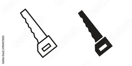 Saw icons line and solid version, outline and filled vector design set