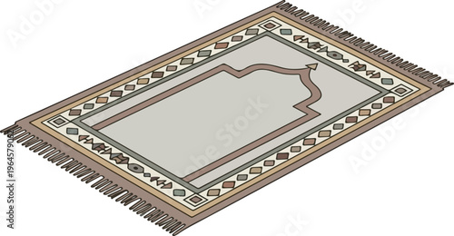 Islamic Prayer Rug with Traditional Pattern and Arch