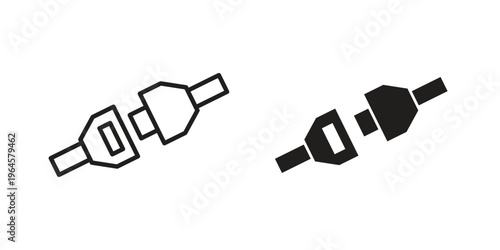 Seatbelt icons line and solid version, outline and filled vector design set
