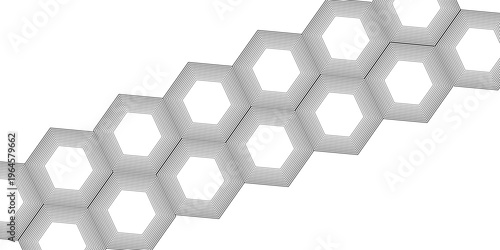 Abstract hexagon lines on gray background. Geometric stripe line art design modern