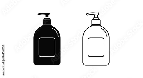 Black and white hand soap bottle icons Vector
