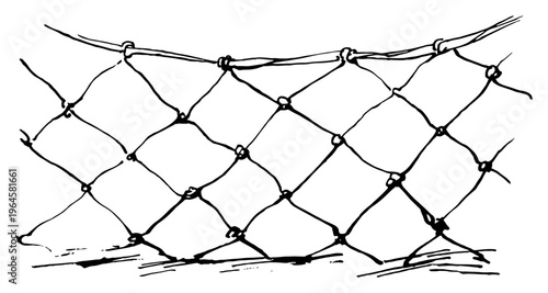 Close up view of wire mesh fence or netting texture minimalist line sketch