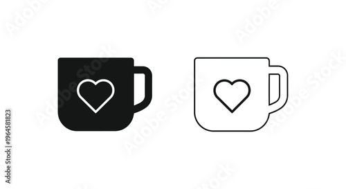 Heart mug icon Vector