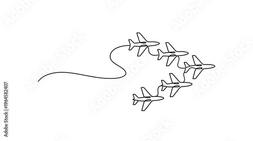 Aerial formation of airplanes flying in synchronized precision a testament to aviation skill and teamwork